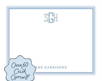 PRINTABLE Flair Monogram Note Cards for Women | Custom Thank You Note Template | Personalized Family Stationery | Multiple Color Options