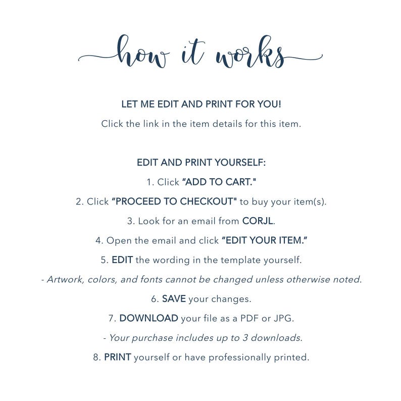 a printable how to works list for a wedding