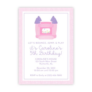 PRINTABLE Watercolor Pink Bounce House Invitation Template by Emily Wilt Designs