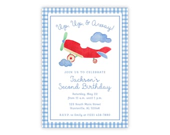 PRINTABLE Airplane Second Birthday Invitation | Editable Corjl Template | 2nd Birthday Party | Jet Plane Pilot Theme | Instant Download