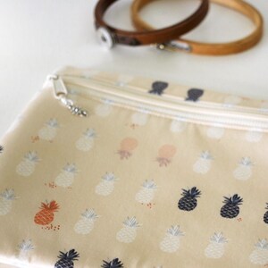 Cross Stitch Project Bag - Ananas Cream fabric - Needlework Project Bag - Small and Medium Sized Projects - Ready to Ship -