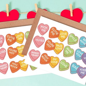 Carte de voeux LGBTQ+ pour la Saint-Valentin | Coeurs de conversation avec des bonbons | Carte d'amour inclus pour tous|Gay|Lesbienne|Queer|Sapphic|Carte mignonne|Arc-en-ciel