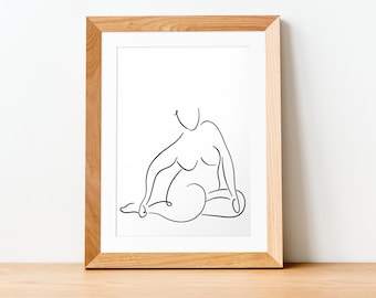 Woman Body Sitting Poster|Abstract|Body Positivity|Minimalist|Female Figure|One Line Drawing|Lesbian Art|Simple Line Drawing|Rainbow|Nude