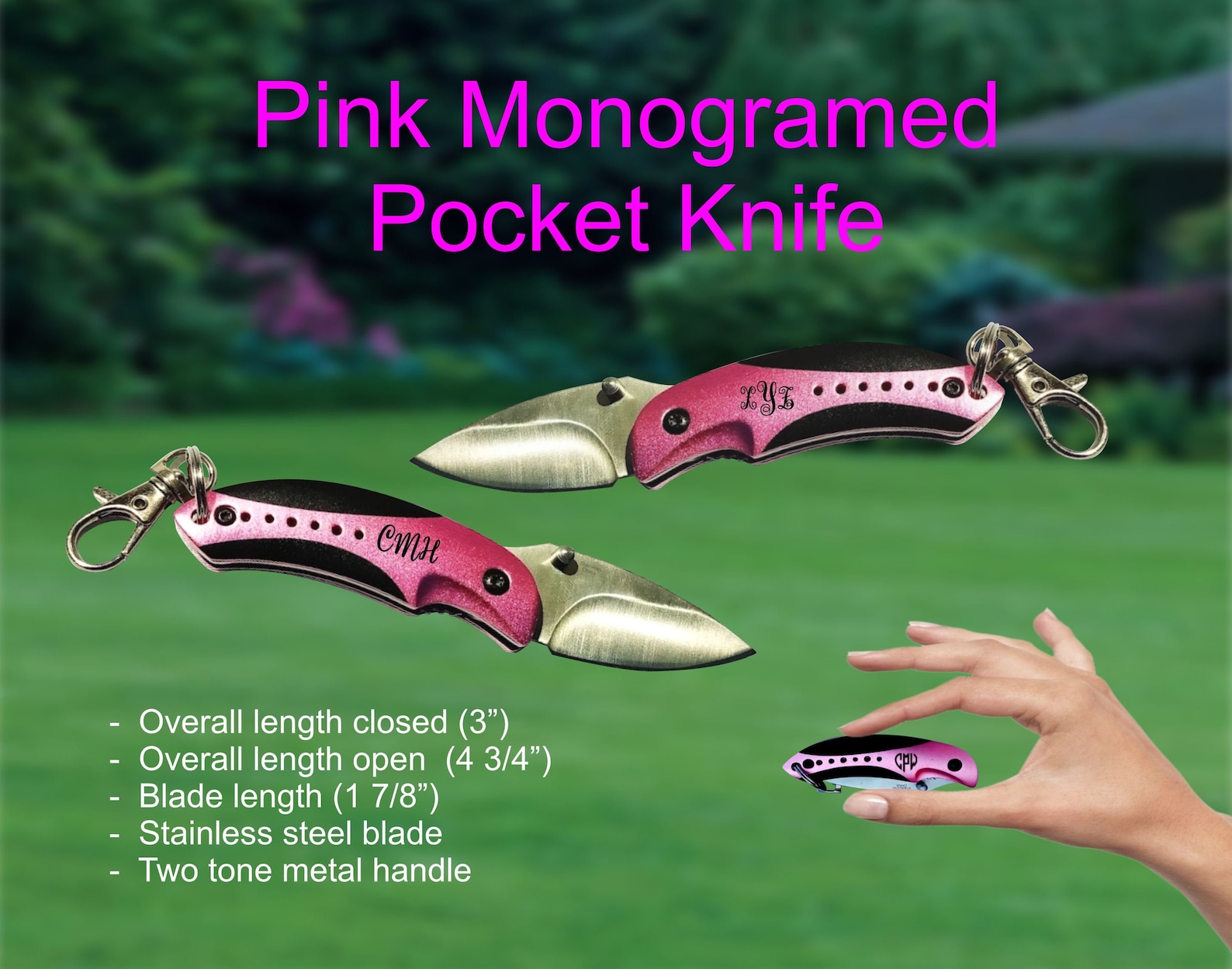 Pink Pocket Knife Small Pocket Knife Monogram Pocket Knife Etsy