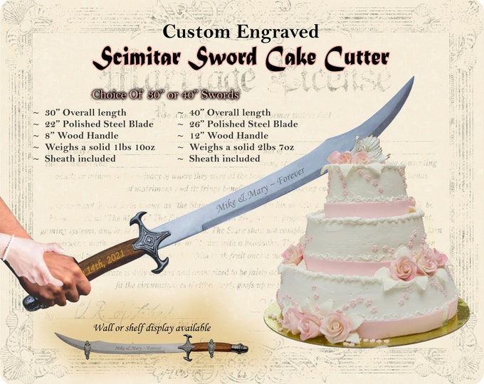 Wedding Cake Knife, Sword, Scimitar Sword, 30 Inch, 40 Inch Etsy