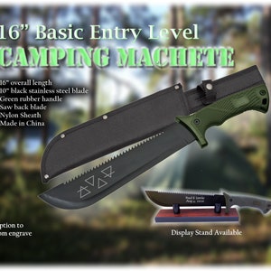 Machete, Custom Engraved Machete, 16 inch Machete
