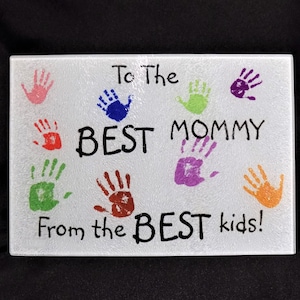Glass Cutting Board, Personalized Kitchen Gift, Handprint Gift