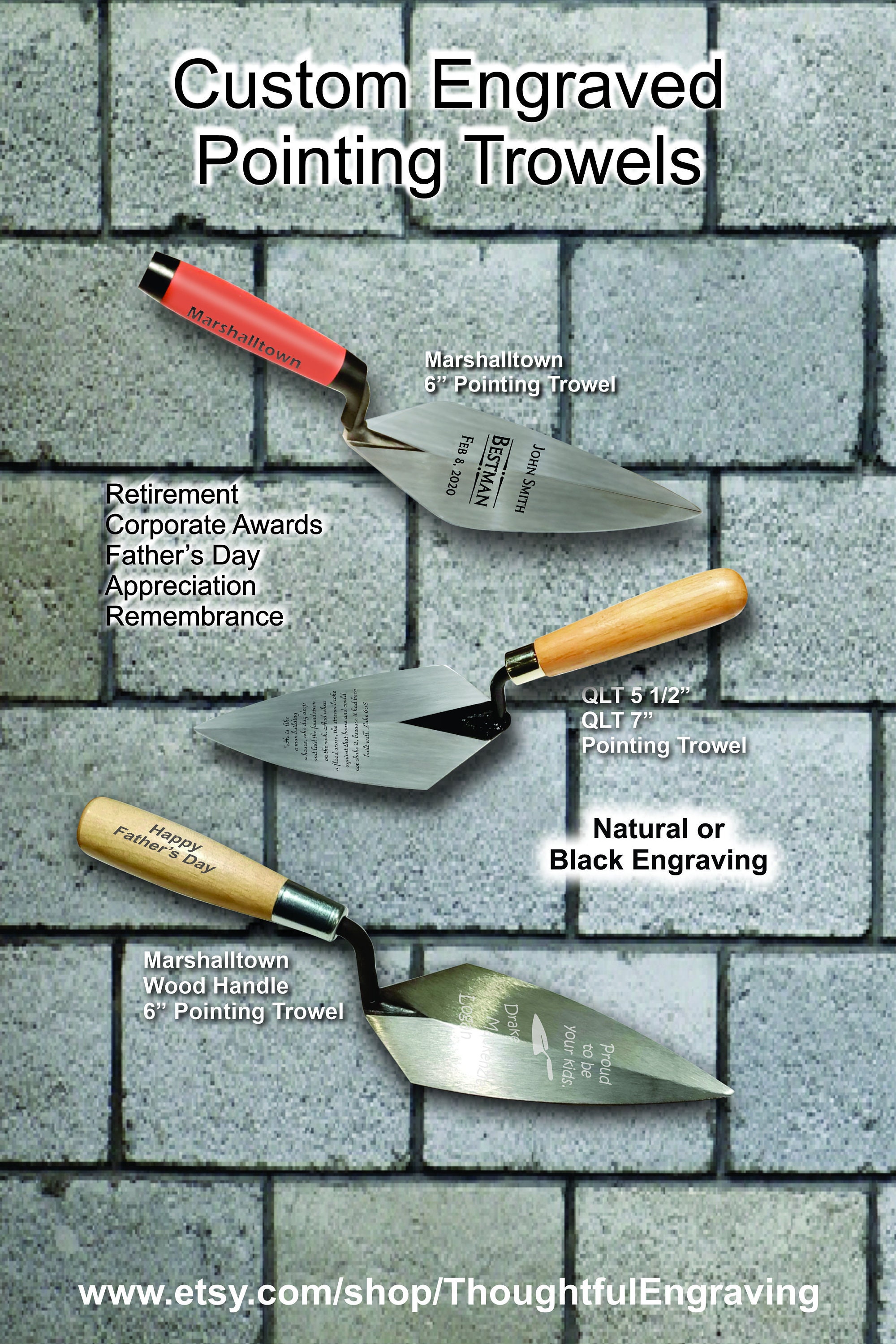 Engraved cheap brick trowel