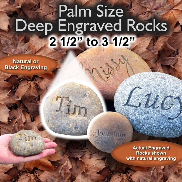 Engraved Rocks, Palm Size Engraved Rocks, 2 1/2" to 3 1/2"
