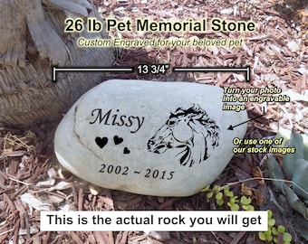 Custom Engraved Pet Memorial Stone, Real Stone, 26 lbs