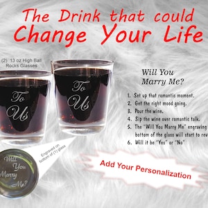 Engraved Drinkware, Proposal Gift, Will You Marry Me
