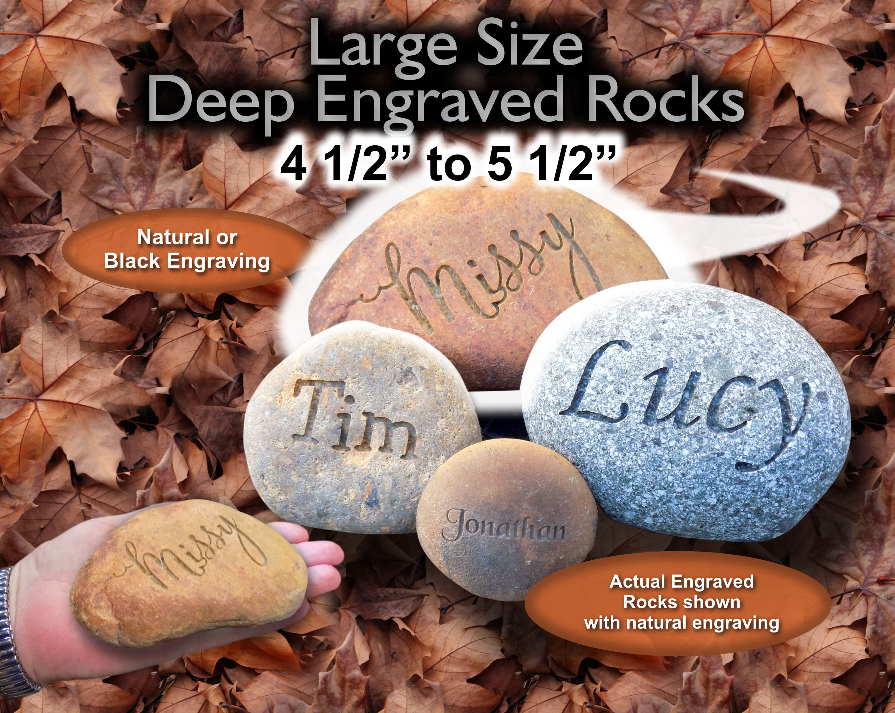 Engraved Big Rocks Engraved Rocks, Large Engraved Rocks, 4 1/2