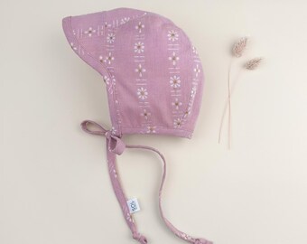 Floral Baby Bonnet | Daisy Brimmed and Brimless Vintage Style Cotton Sun Hat