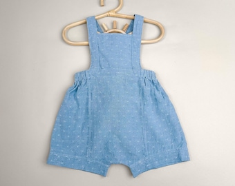 Vintage-Inspired Baby Overall Shorts Romper - Cotton & Linen, Unisex Baby to Toddler