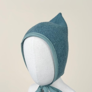 Boiled Wool Pixie Bonnet – Organic Cotton Flannel Lined Baby Hat