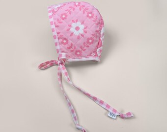 Quilted Baby Bonnet | Upcycled Vintage Floral Hat for Babies & Toddlers | Heirloom Baby Gift