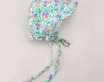 Floral Baby Bonnet | Handmade Vintage Style Cotton Sun Hat