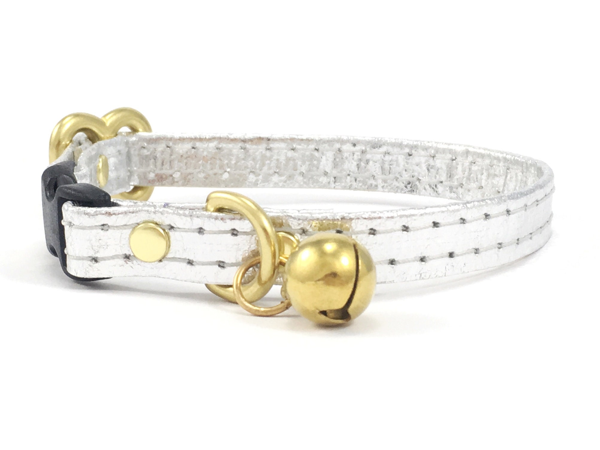 Silver Cat Collar With Breakaway Safety Buckle & Bell in Eco Etsy