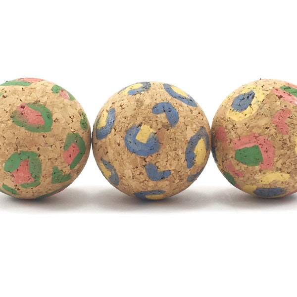 Cat Ball Toys in Eco Friendly Cork, Leopard Print Design, Natural Cat Toys, Unique Cat Toys, Interactive Cat Toys, Fun Cat Toys, Kitten Toys