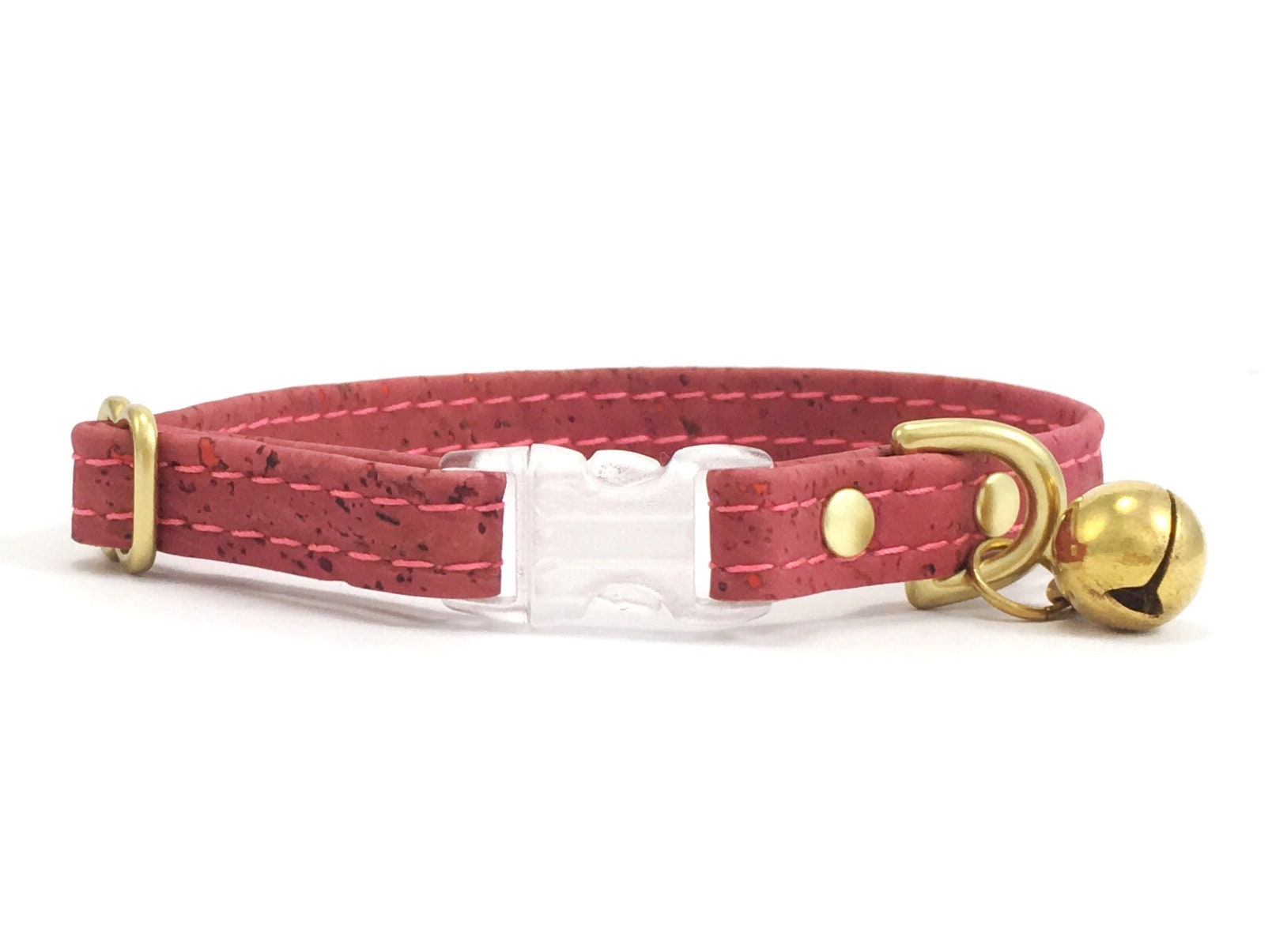 Pink Cat Collar With Bell in Luxury Vegan Cork Leather Etsy