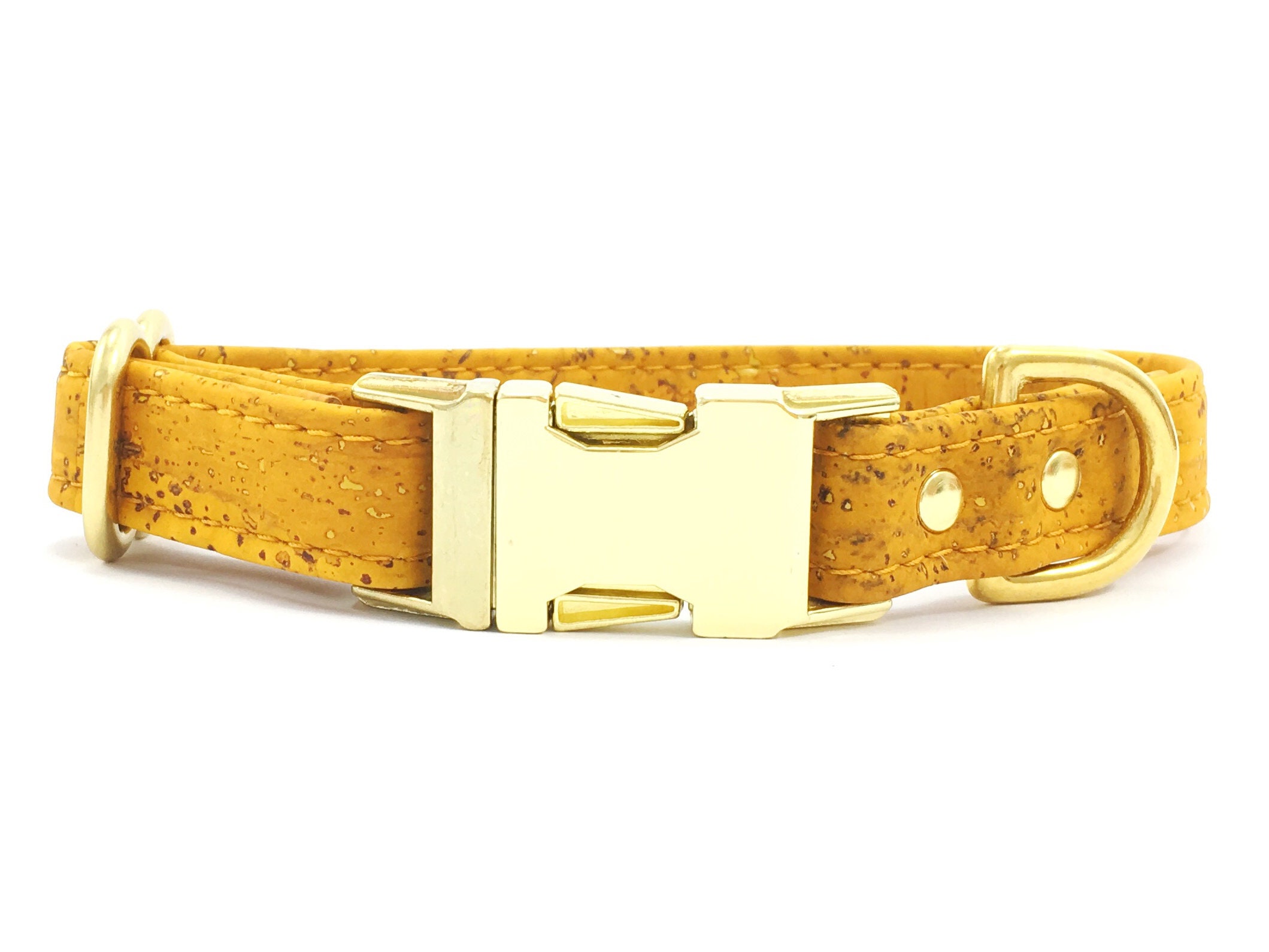 Yellow Dog Collar in Vegan Cork Leather With Brass Quick Etsy