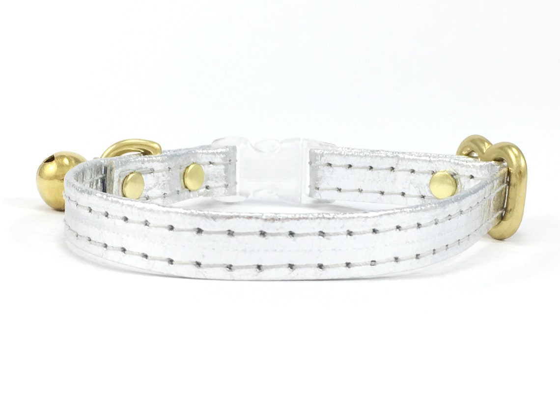 Silver Cat Collar With Breakaway Safety Buckle & Bell in Eco Etsy