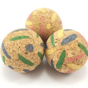 Cat Balls in Eco Friendly Cork Bark, Cat Chase Toy, Stripes & Spots Pattern, Fun and Interactive Cat Ball Toys, Natural Cat Toys, Kitten Toy image 4