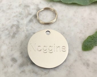 Engraved Cat ID Tag in Luxury Silver Stainless Steel, Personalised Engraving, Customised Small Cat Collar Tag, Lightweight Kitten Tag UK