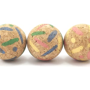 Cat Balls in Eco Friendly Cork Bark, Cat Chase Toy, Stripes & Spots Pattern, Fun and Interactive Cat Ball Toys, Natural Cat Toys, Kitten Toy image 1