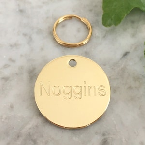 Dog ID Tag in Solid Brass With Personalised Engraving, Engraved Puppy Tag, Gold Dog Collar Name Tag, Luxury Dog Tag, Custom Pet ID Tag UK