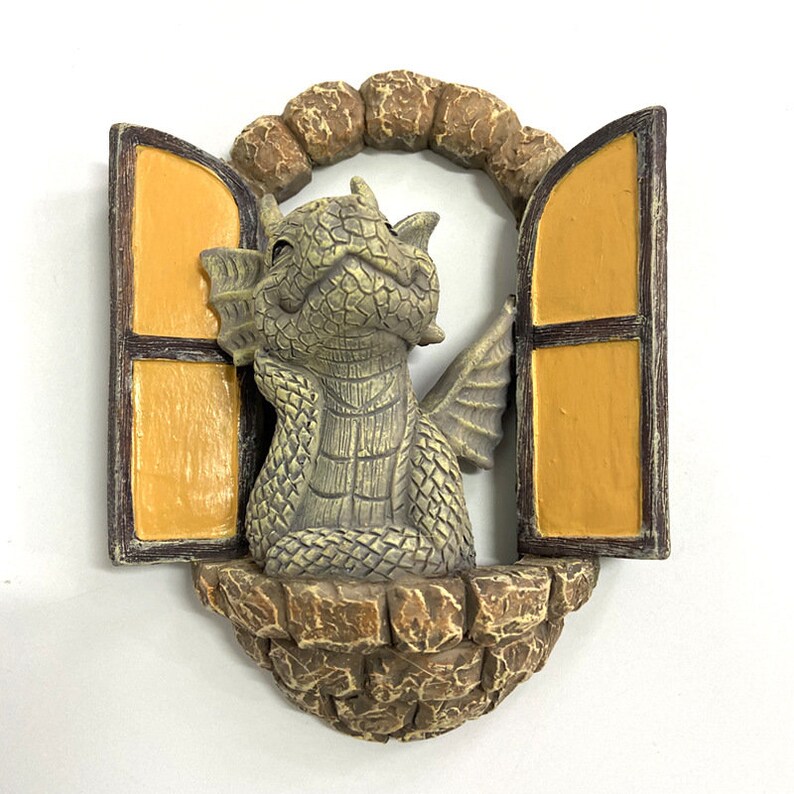 Garden Statue Dragon Resin Statue Climb Window Door Ornament Etsy