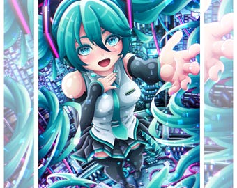 Hatsune Miku Fanart Print | by Xenaheliodor | Vocaloid | Retro | Anime | Poster | A4 Size | 210x297mm