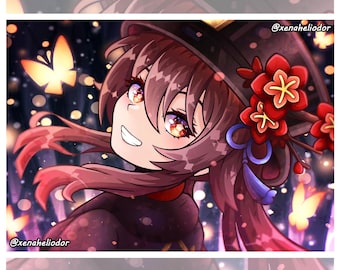 Póster de anime Hu Tao / Genchin Impact / Tamaño A4