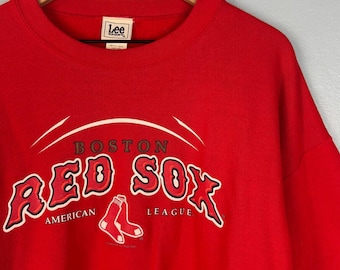 VTG Lee Sport Mens Large Red Y2K Boston Red Sox Crewneck Sweatshirt Pullover