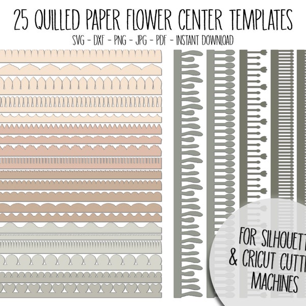 SVG Paper Flower Center, Quilled Flower Center, Flower Center Template, Cutting Files for Silhouette and Cricut, Rolled Flower SVG, Borders