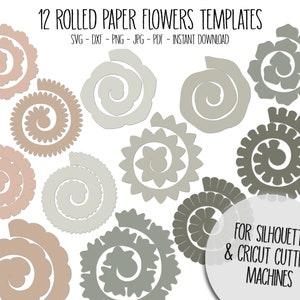 Download Rolled Paper Flowers Svg 12 Rolled Flower Templates Svg Cut Etsy
