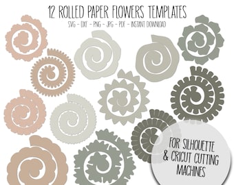 Moldes SVG de flores de papel enrolado, flores 3D para caixa de sombra (download digital)