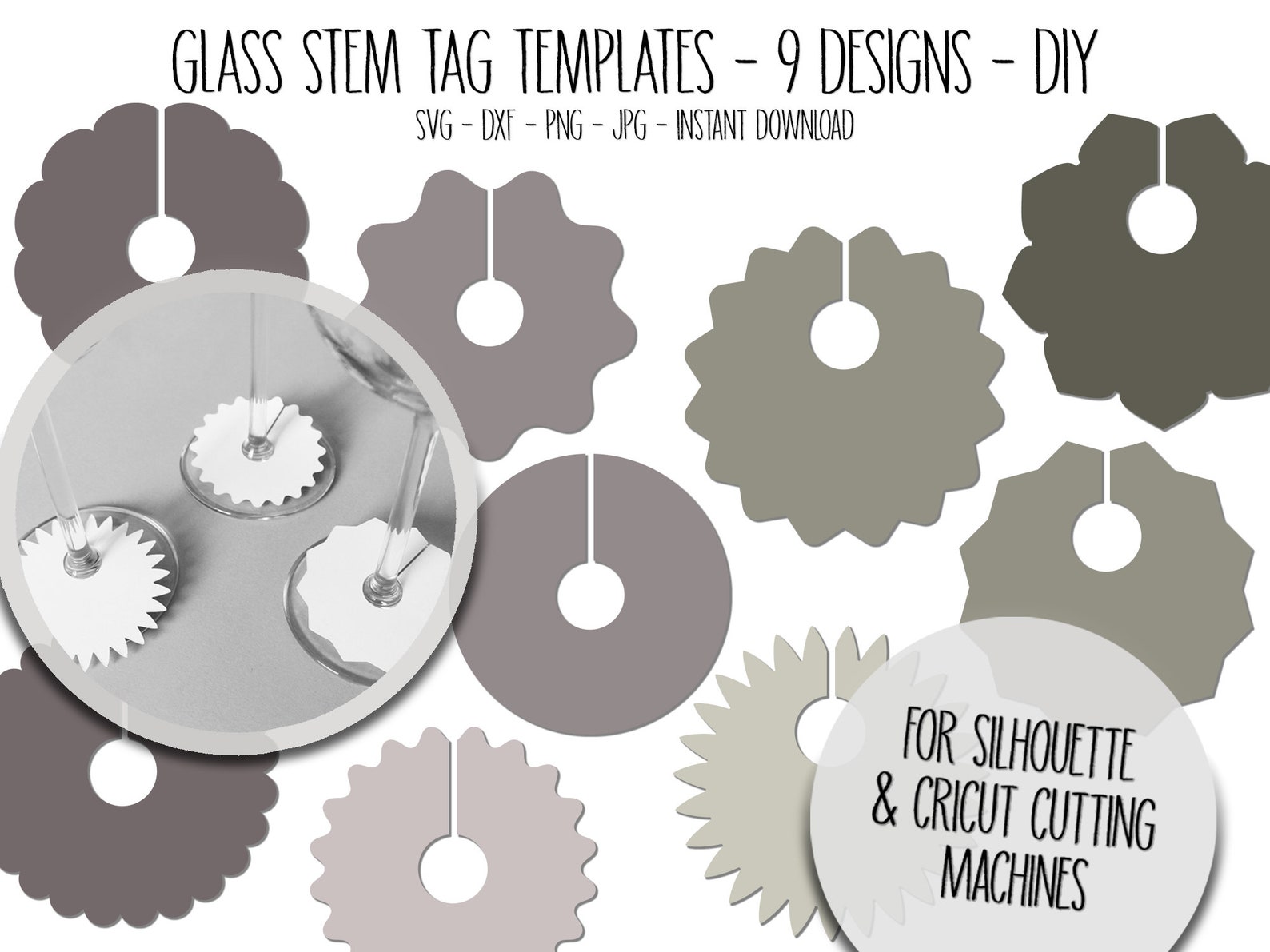 Wine Glass Stem Tags DIY glass decor Bachelorette Wedding Etsy