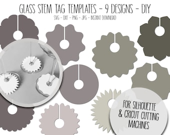 Wine Glass Stem Tags, DIY glass decor, Bachelorette, Wedding Wine Glass Tag, Glass Charm, Party Printable, Glass Stem Tag Template, Cut File