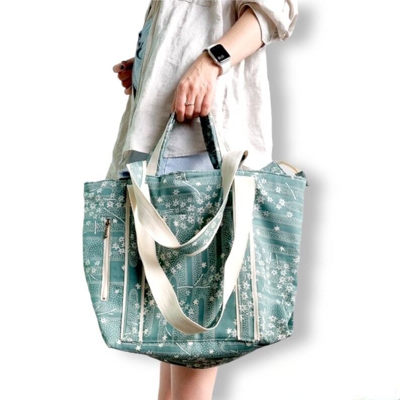 Zippered Tote bag pattern with 2 pockets image 8