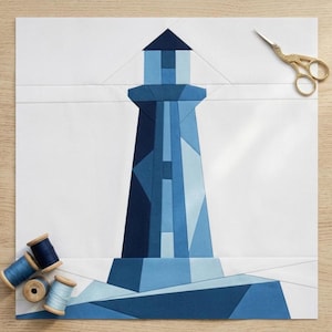 Lighthouse FPP Quilt Block Pattern – PDF Download | 4 Sizes Included