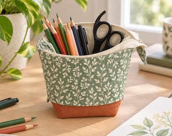 Pencil Case Sewing Pattern PDF, Slide Stand Up Pencil Pouch, Zipper Pouch and Makeup Brush Holder, Back to School Sewing