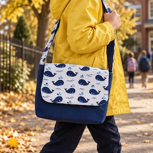 Messenger Bag Sewing Pattern PDF, Kids and Adult Crossbody Bag in 2 Sizes, School Satchel with Magnetic Flap, Video Tutorial