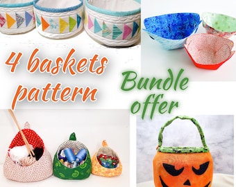 Lot de 4 paniers en tissu