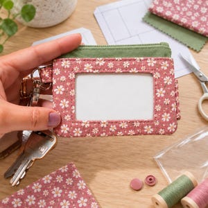 Card Wallet Sewing Pattern PDF, ID Wallet with Clear Window, Zip Coin Purse & Card Slots, Keychain Wallet Pattern, Video Tutorial