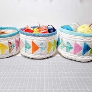 Flying Geese Fabric Basket Patterns/ 3 sizes L/M/S /PDF patterns, instruction and Video tutorial