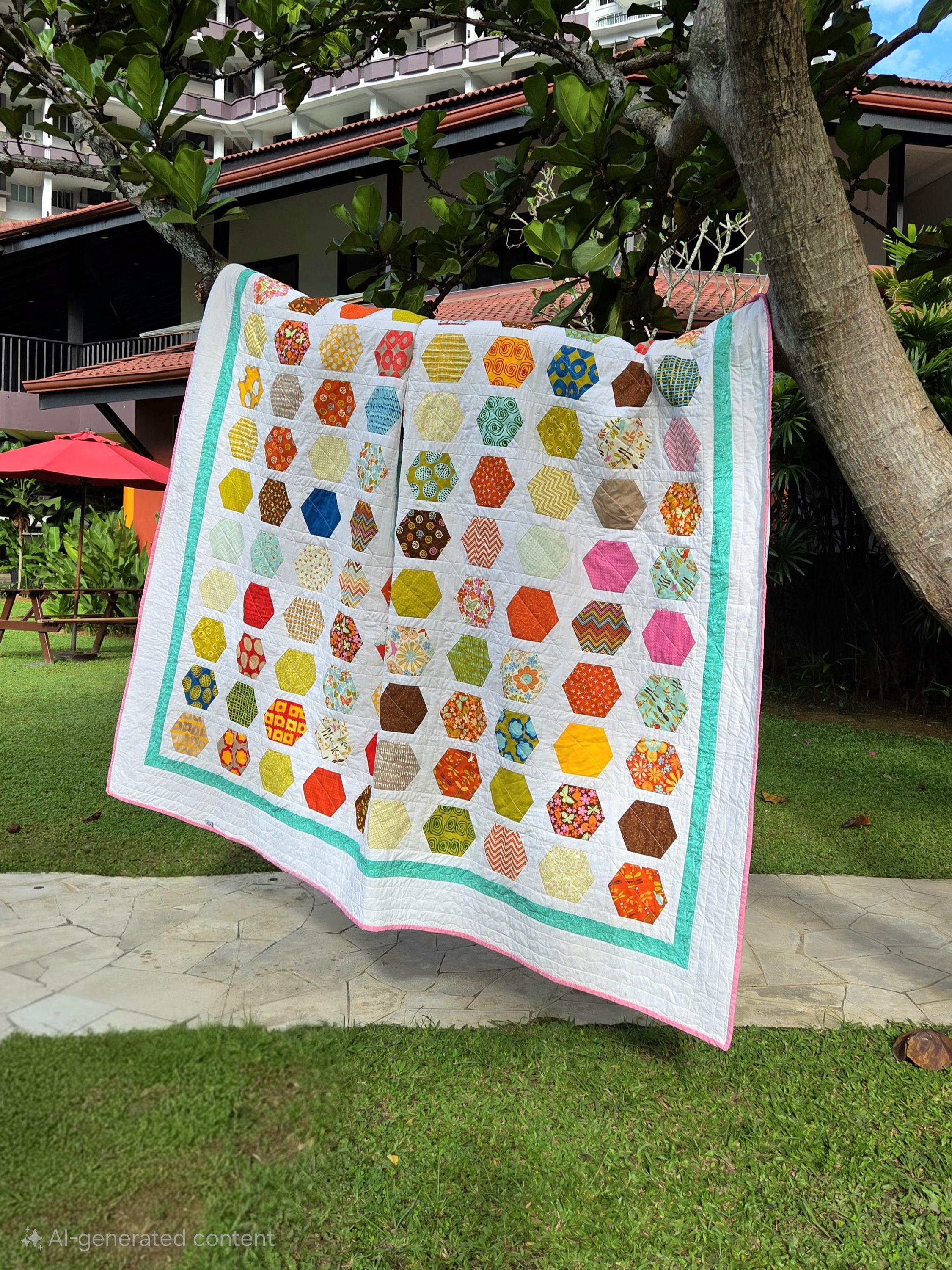 六角形のパッチワークキルト - Etsy 日本