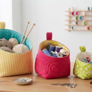 Fabric Bubble Basket Patterns/ 3 sizes L/M/S /PDF patterns, instruction and Video tutorial