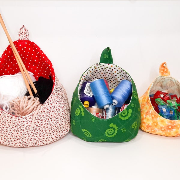 Fabric Bubble Basket Patterns/ 3 sizes L/M/S /PDF patterns, instruction and Video tutorial