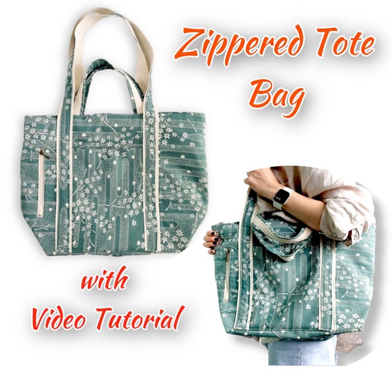 Zippered Tote bag pattern with 2 pockets